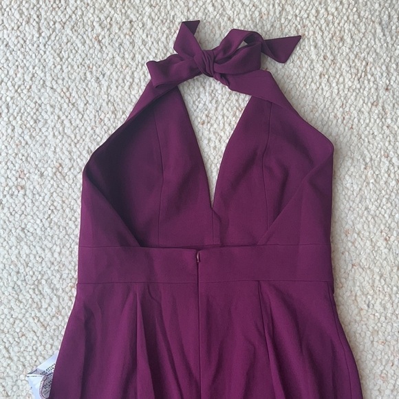 Dress the Population‎ Vanessa Plunging Halter Bodycon Midi Dress Dark Magenta S - Picture 7 of 11